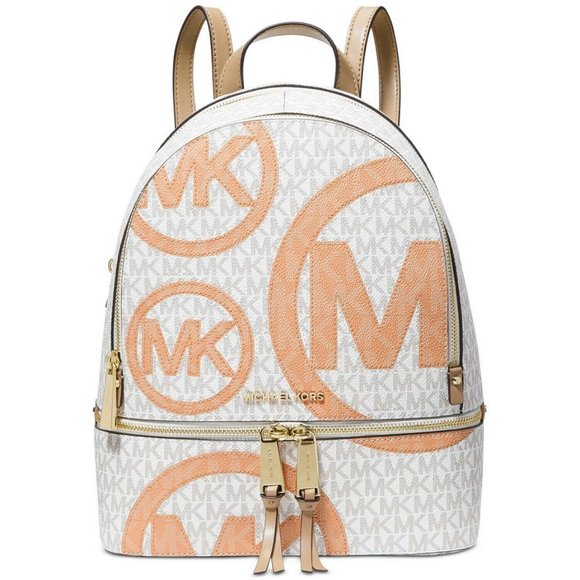 Michael Kors Rhea Zip Medium Leather MK Signature Backpack School Bag main image 5